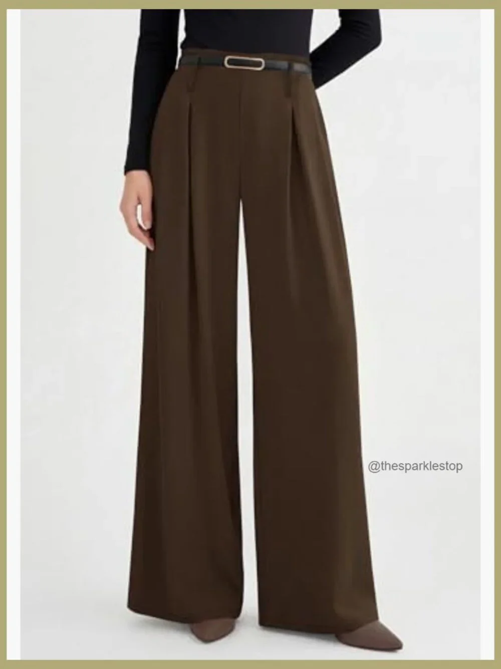 Wide Leg Pleated High Waisted Dress Pants Elastic Waist Palazzo Slacks - Picture 5 of 7